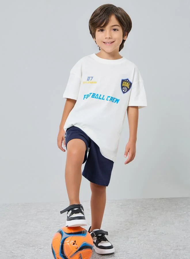 ستايلي طقم تيشيرت قطن مطبوع وشورت